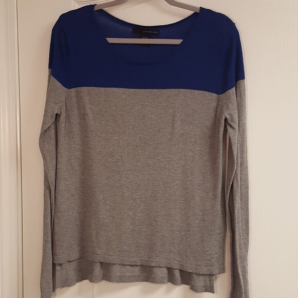 Calvin Klein Jeans Grey Blue Sweater Long Sleeve - Picture 1 of 4